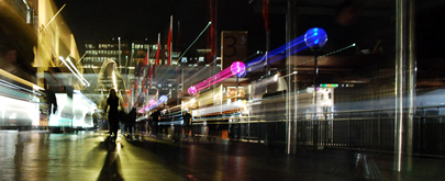 Night view of street with lights